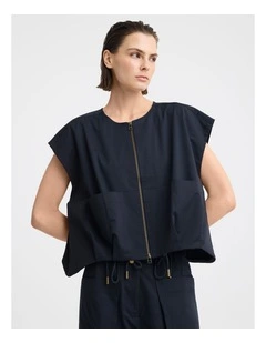 Sander Cotton Twill Vest in Navy