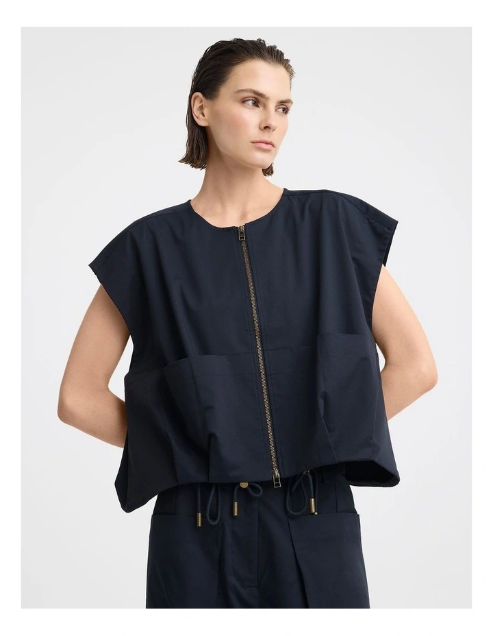 Sander Cotton Twill Vest in Navy image 1