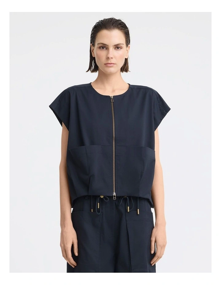 Sander Cotton Twill Vest in Navy image 3
