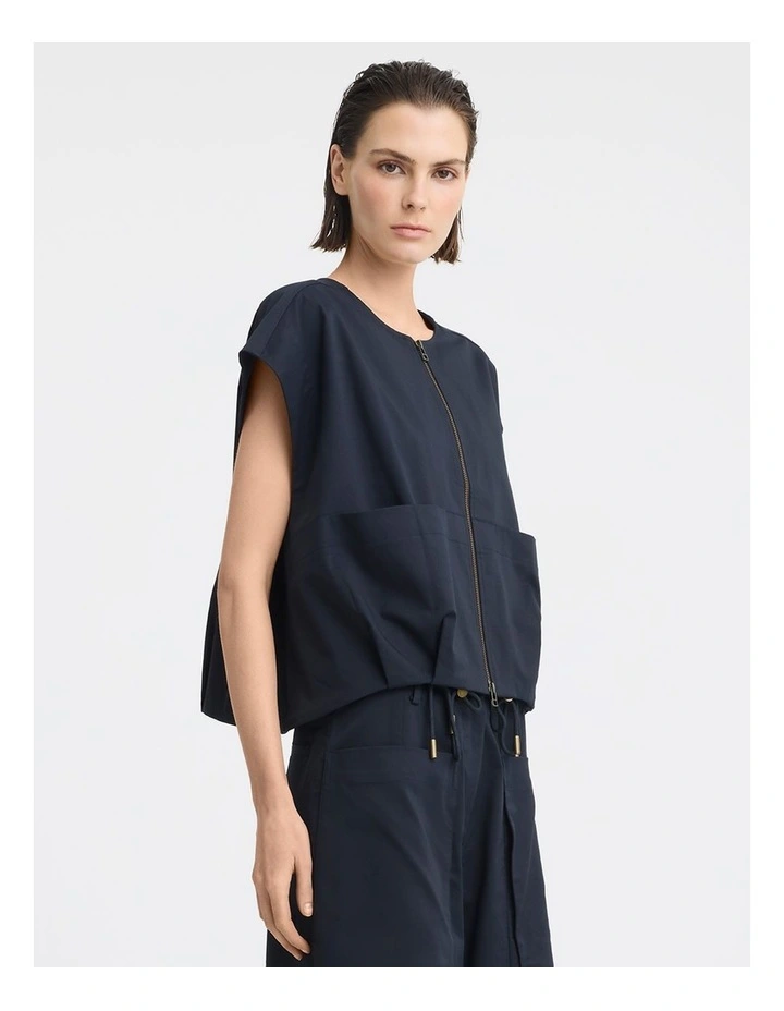 Sander Cotton Twill Vest in Navy image 4