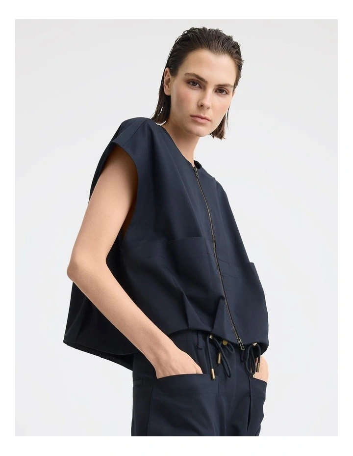 Sander Cotton Twill Vest in Navy image 5