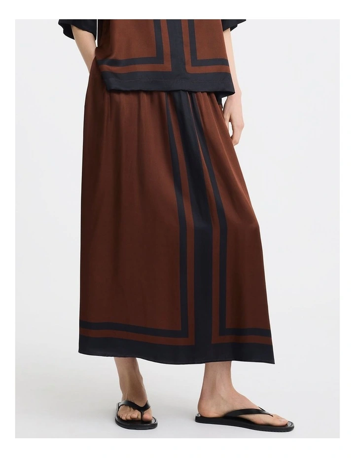 Audrina Silk Blend Skirt in Print image 5
