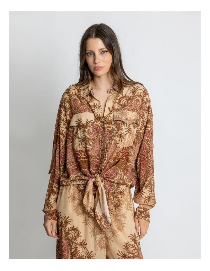 Scarlett Tie Front Shirt in Multi image 1