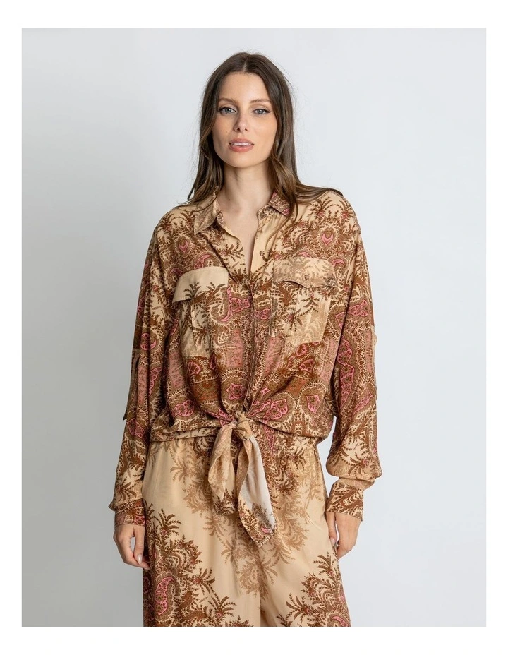 Scarlett Tie Front Shirt in Multi image 5