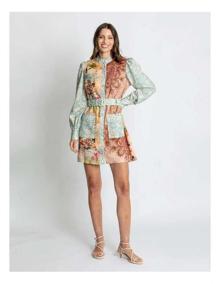 Liv Long Sleeve Mini Dress in Multi image 1