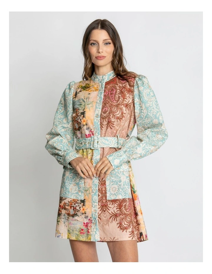 Liv Long Sleeve Mini Dress in Multi image 4