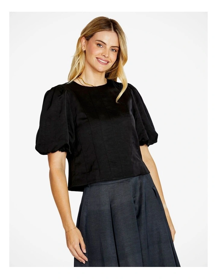 Ellie Panel Detail Top in Black image 1