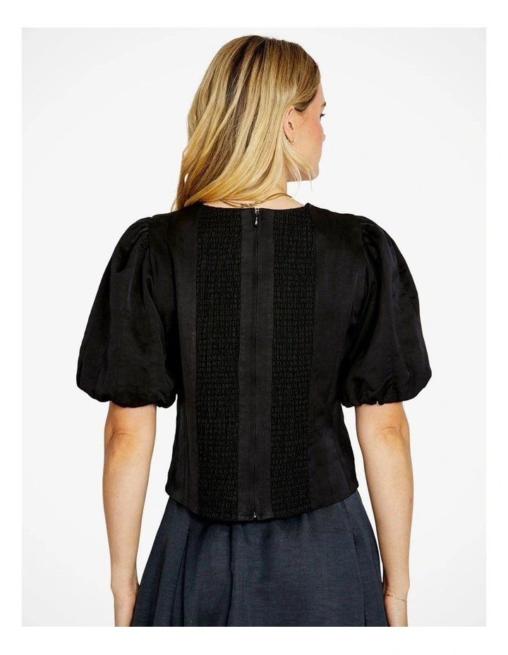 Ellie Panel Detail Top in Black image 2