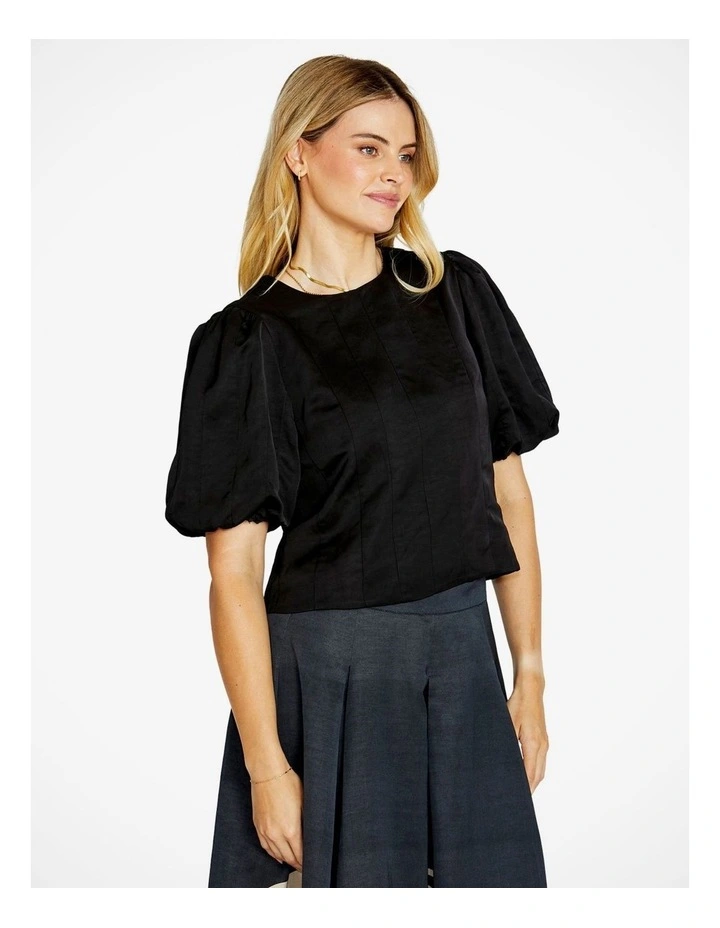 Ellie Panel Detail Top in Black image 3