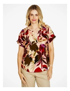 Marianna V-Neck Short Sleeve Blouse in Multi