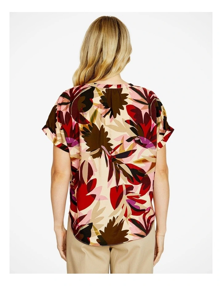 Marianna V-Neck Short Sleeve Blouse in Multi image 2
