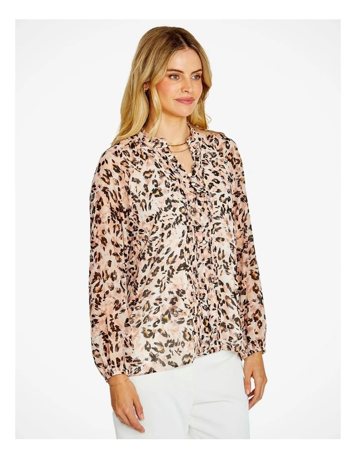 Long Sleeve Blouse in Multi Print image 3