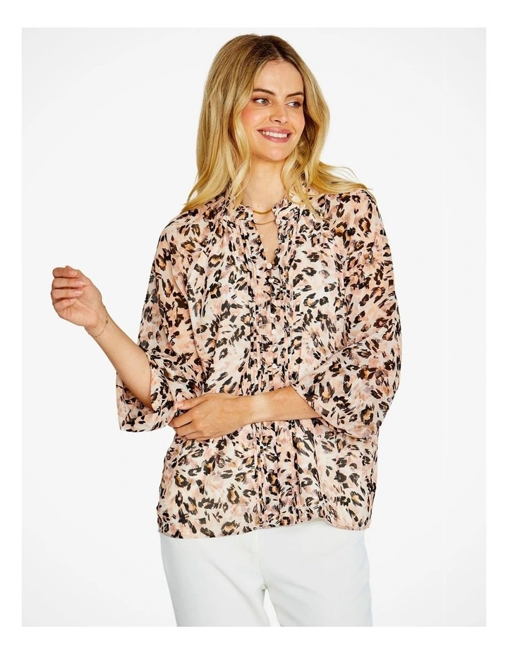 Long Sleeve Blouse in Multi Print image 4