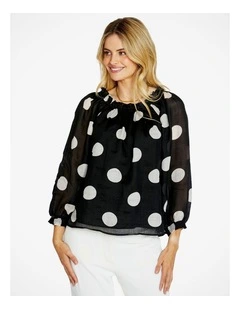 Rory Off the Shoulder Peasant Blouse in Spot Print