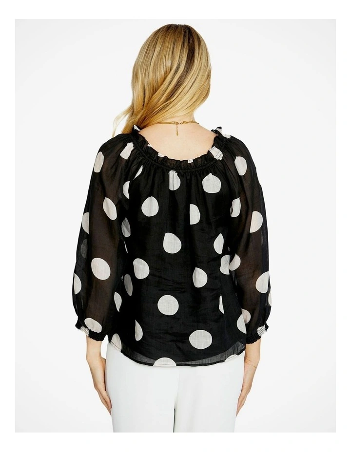 Rory Off the Shoulder Peasant Blouse in Spot Print image 2