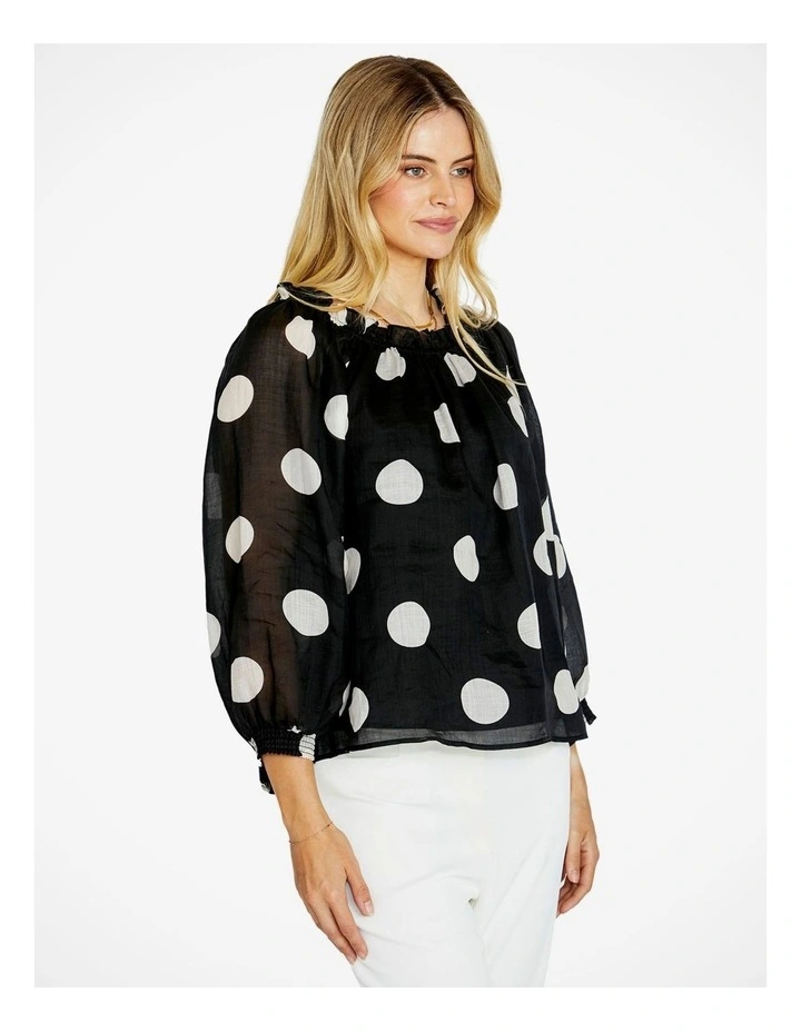 Rory Off the Shoulder Peasant Blouse in Spot Print image 3