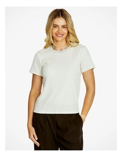 Alfie Textured Crew Neck Top in Vanilla