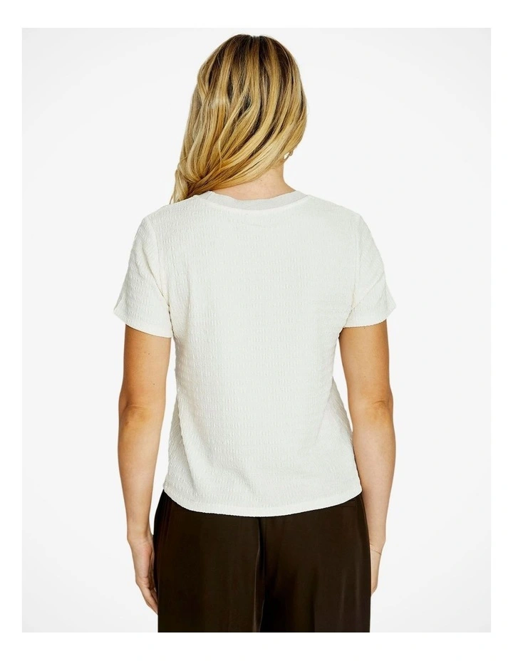 Alfie Textured Crew Neck Top in Vanilla image 2