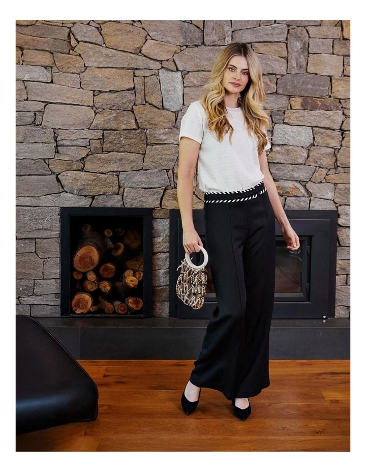 Alfie Textured Crew Neck Top in Vanilla image 4
