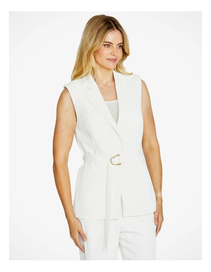 Manhattan Belted Vest in Vanilla image 3