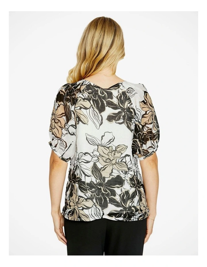 Eden Bubble Sleeve Top in Floral Races Print image 2