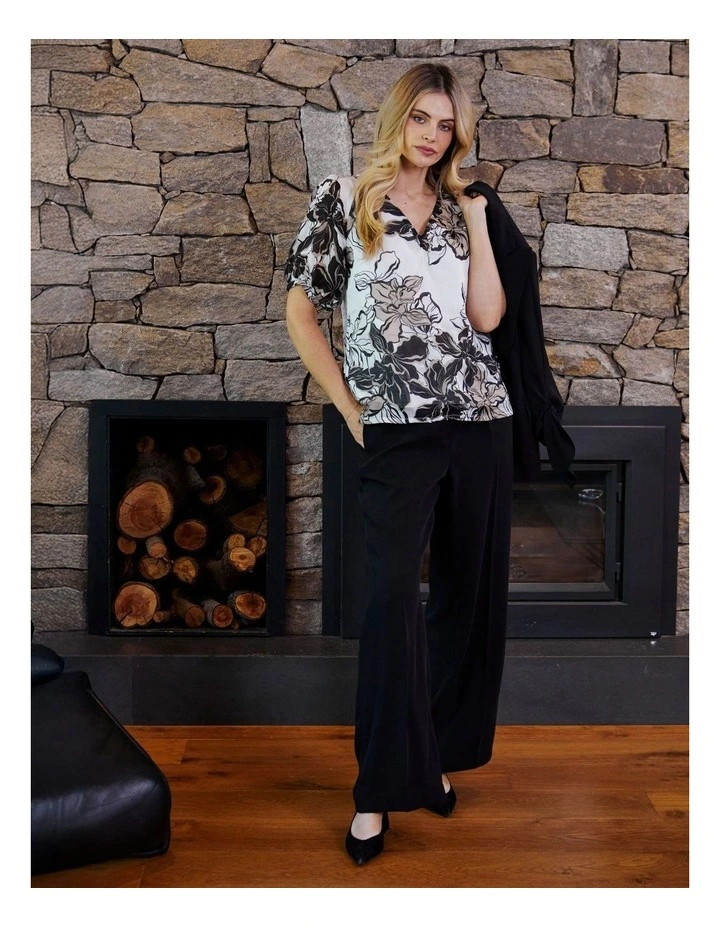 Eden Bubble Sleeve Top in Floral Races Print image 4