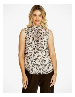 Sofia Neck Tie Sleeveless Top in Multi