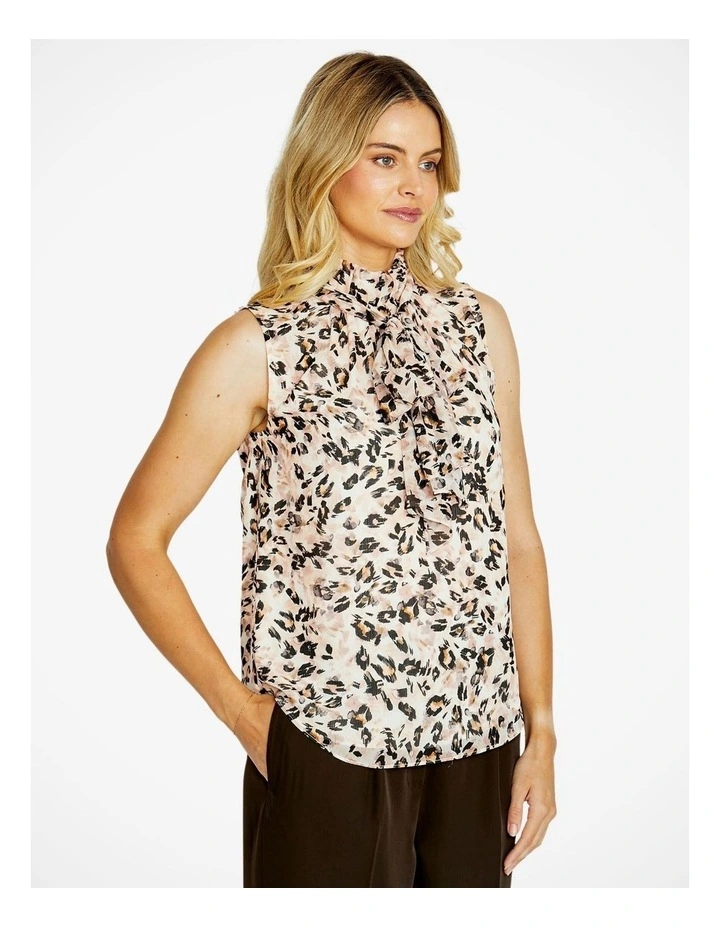 Sofia Neck Tie Sleeveless Top in Multi image 3