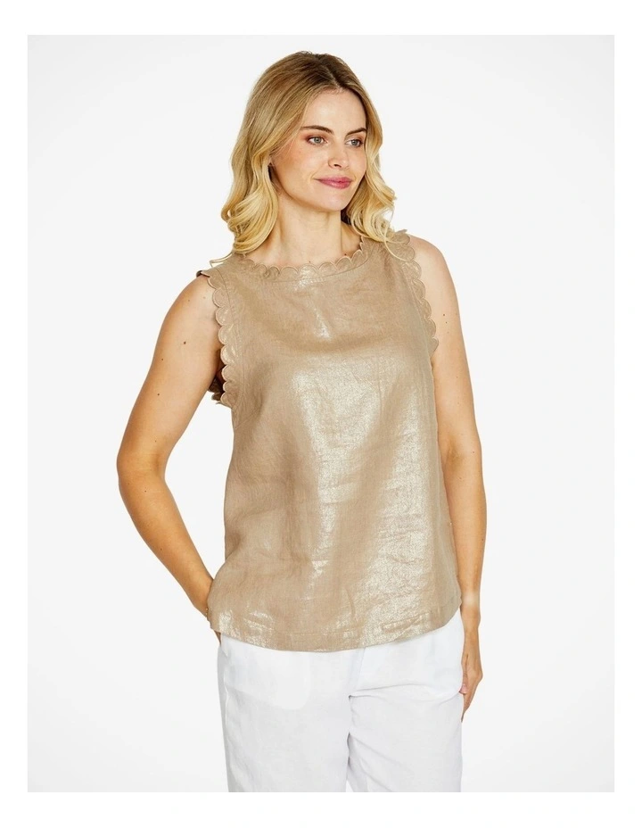 Oakley Foil Sleeveless Top in Gold Foil image 3