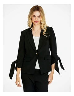 Manhattan Tie Sleeve Blazer in Black
