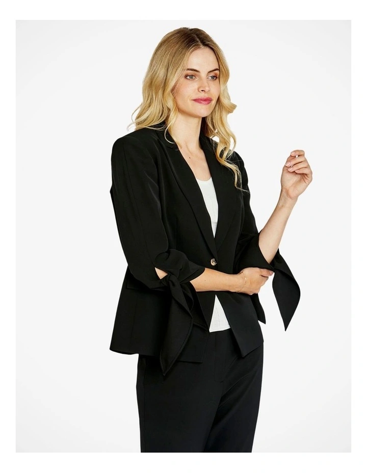 Manhattan Tie Sleeve Blazer in Black image 3