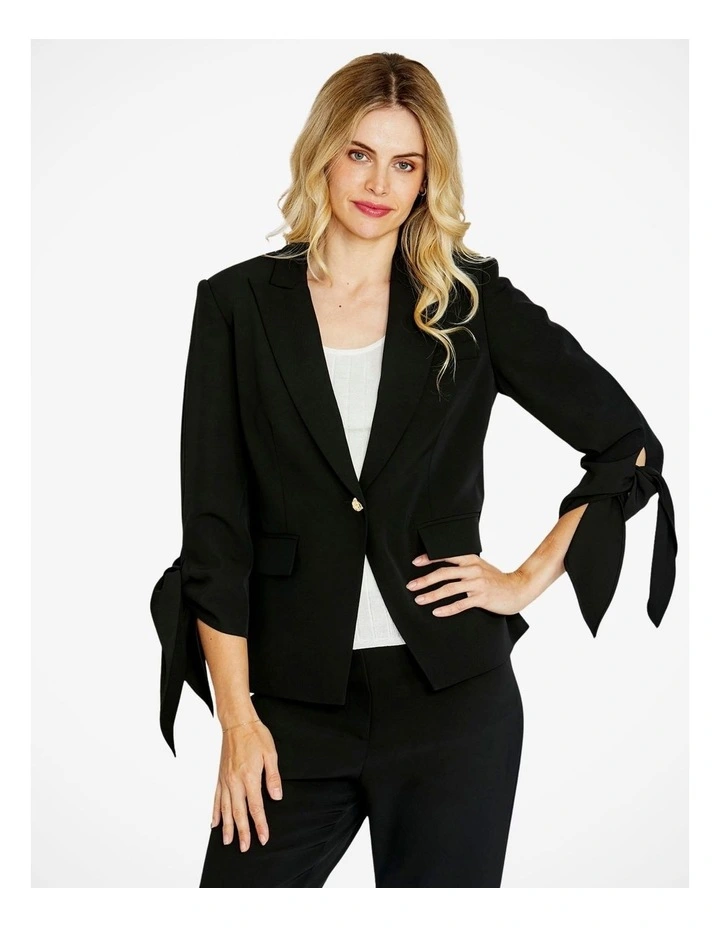 Manhattan Tie Sleeve Blazer in Black image 4