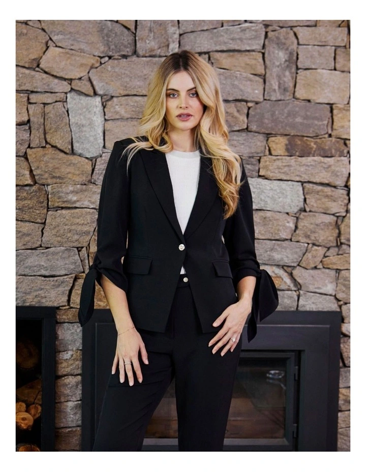 Manhattan Tie Sleeve Blazer in Black image 5