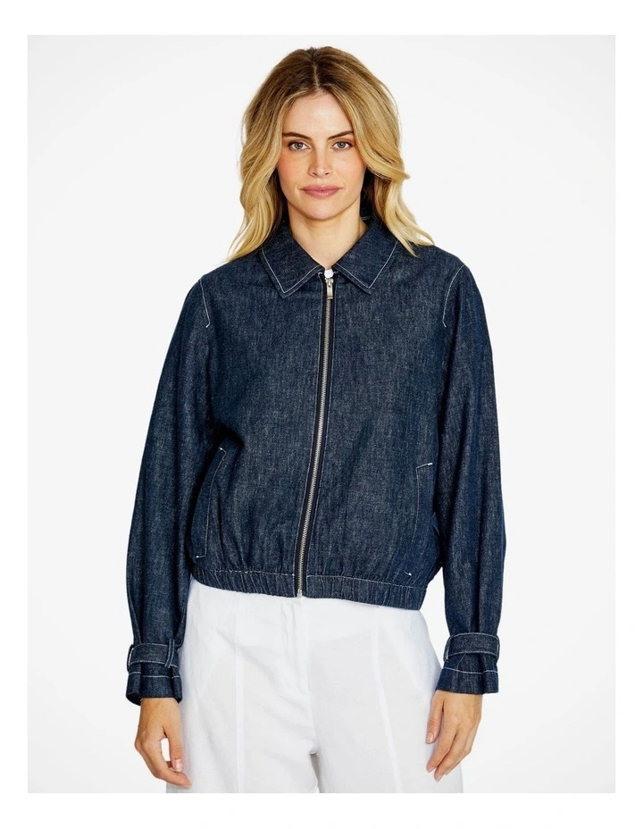 Gracie Bomber Jacket in Indigo Mix image 1