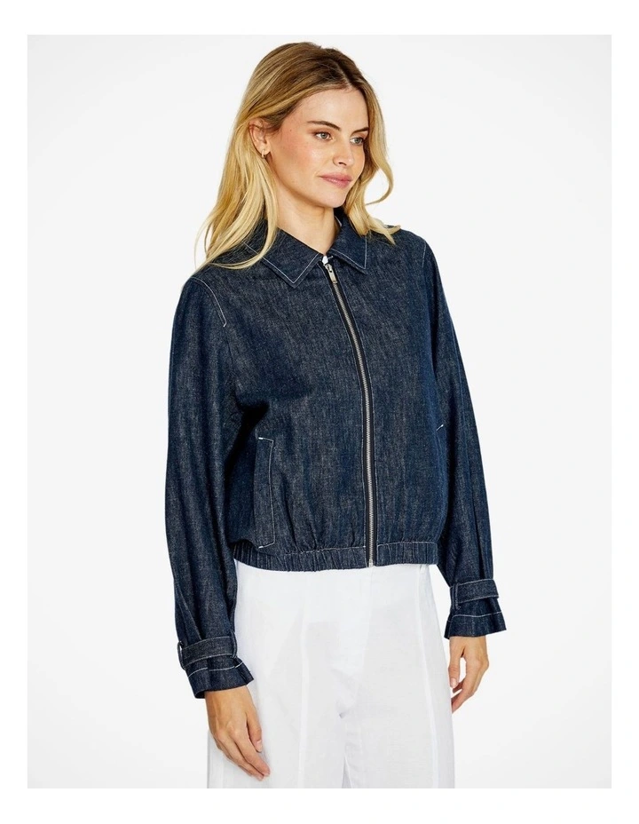 Gracie Bomber Jacket in Indigo Mix image 3