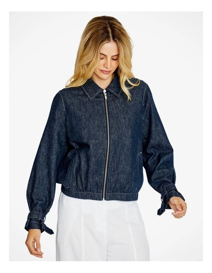 Gracie Bomber Jacket in Indigo Mix image 4
