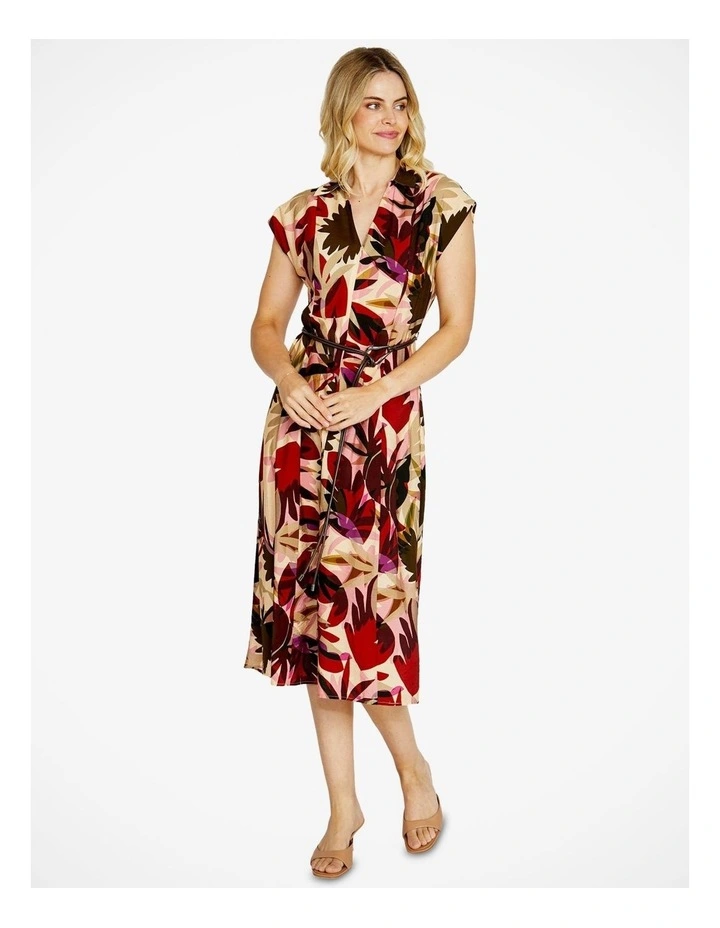 Sophie Sleeveless Belted Dress in Multi image 3