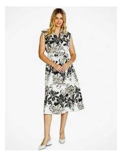 Sleeveless Shirt Dress in Floral Races Print