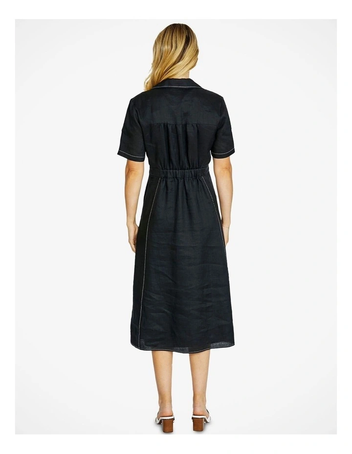 Rita Contrast Stitch Dress in Black image 2