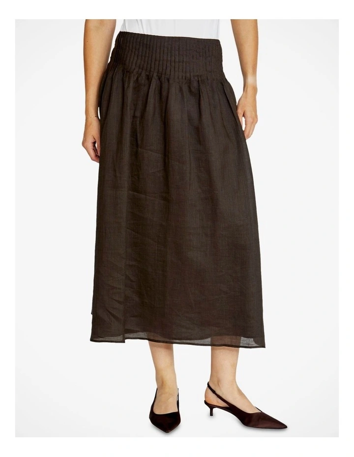 Sasha Pintuck Skirt in Chocolate image 1