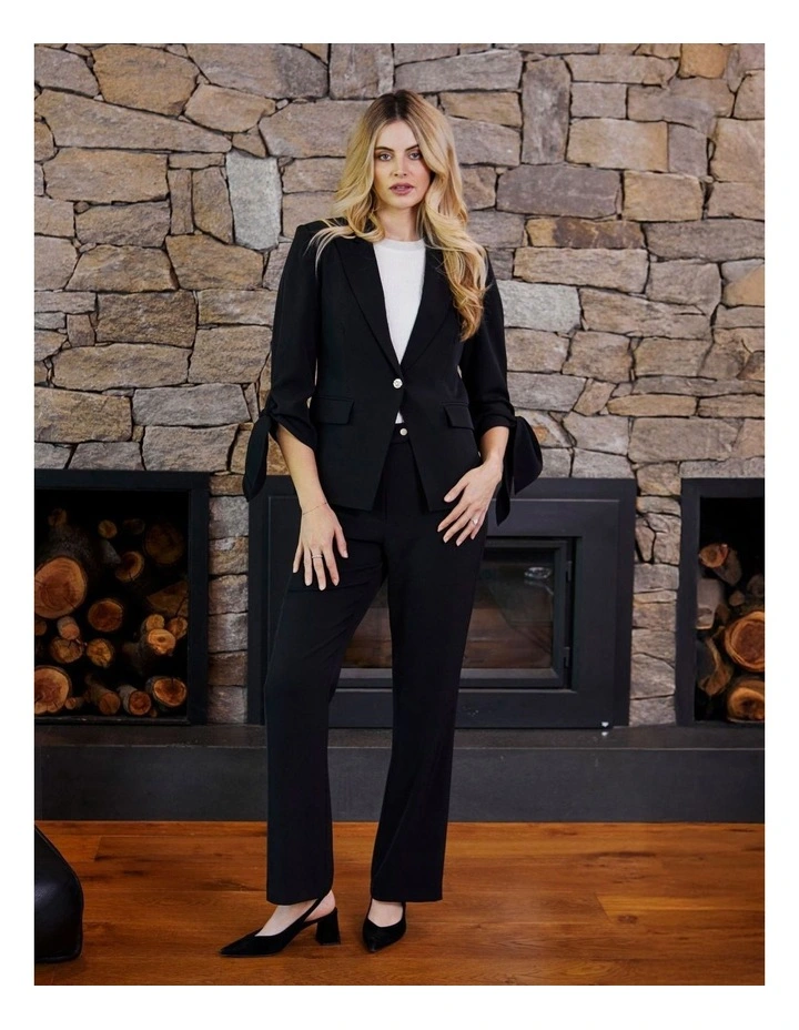 Manhattan Straight Leg Trouser in Black image 4