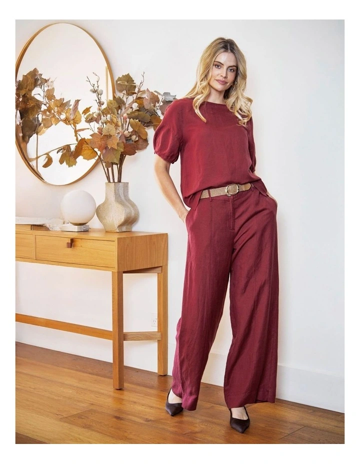 Elle Wide Leg Pant in Goji Berry image 4