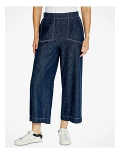 Adelina Front Pocket Straight Leg Pant in Indigo Mix