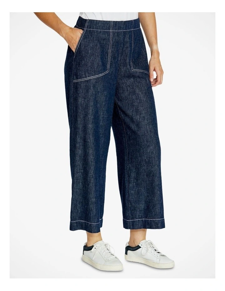 Adelina Front Pocket Straight Leg Pant in Indigo Mix image 3