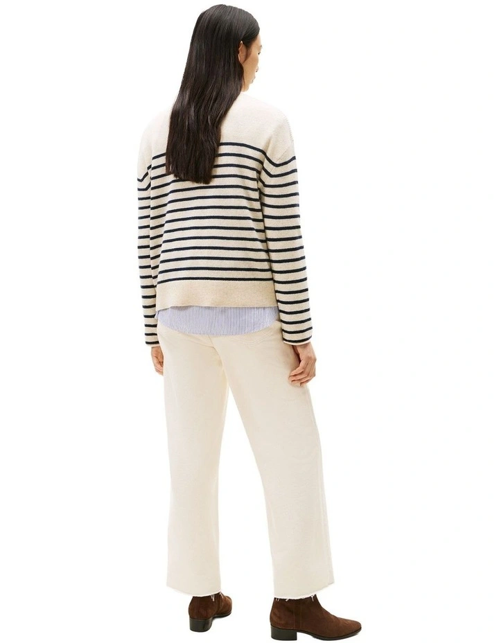 Relaxed Fit Soft Wool Jumper in Cream image 2