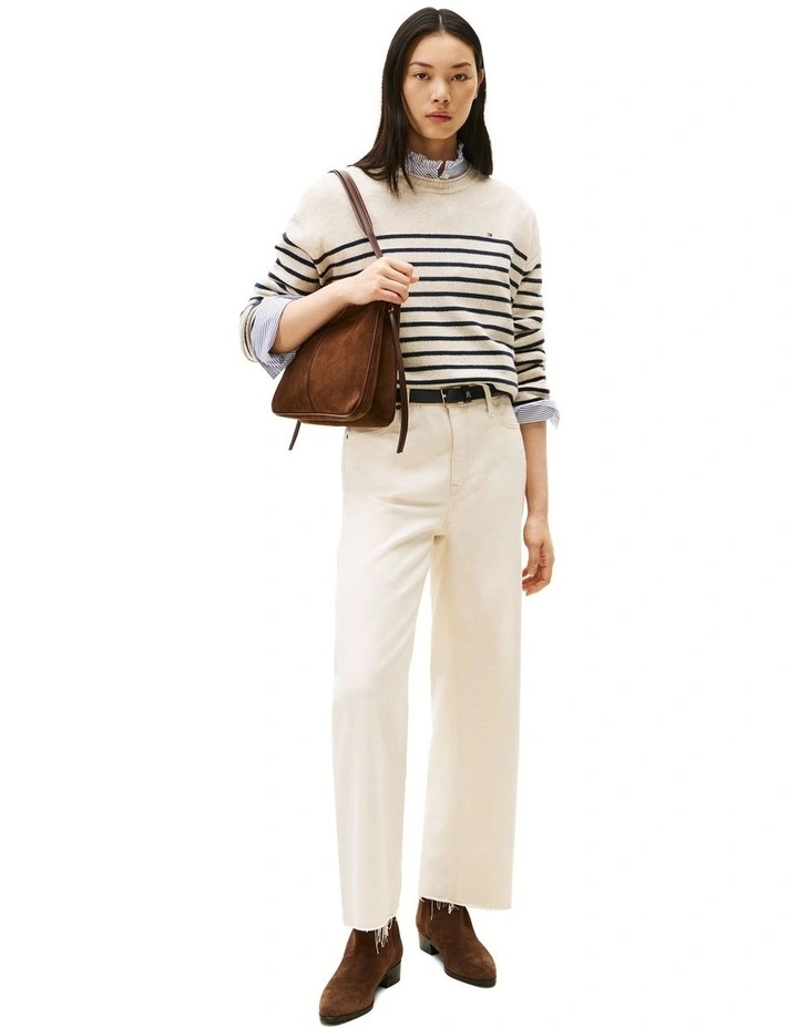 Relaxed Fit Soft Wool Jumper in Cream image 4