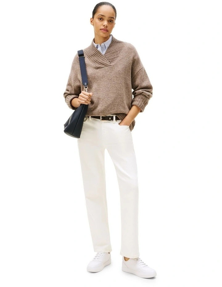 Pure Wool Marl Relaxed Jumper in Brown image 4