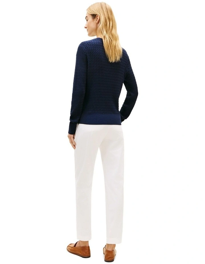Fine Gauge Cable Knit Jumper in Blue image 2