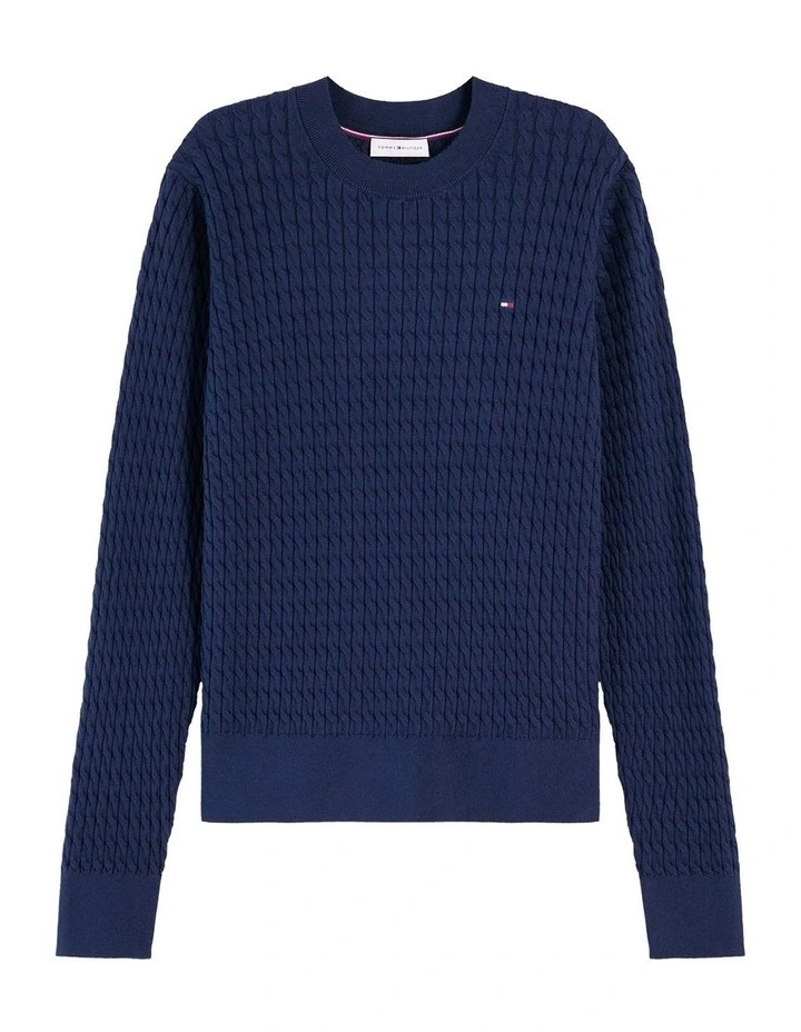 Fine Gauge Cable Knit Jumper in Blue image 5