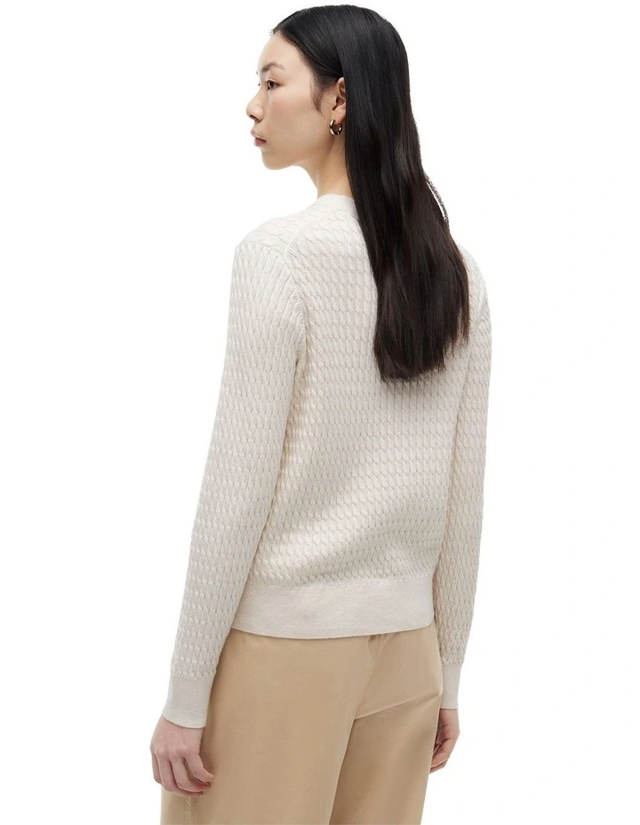 Fine Gauge Cable Knit Jumper in Beige image 2